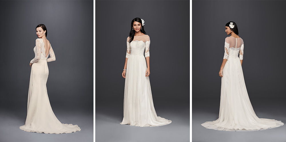 RESS 1: David’s Bridal Style SWG751 | Collection: Galina Signature DRESS 2: David’s Bridal Style WG3817 | Collection: Galina