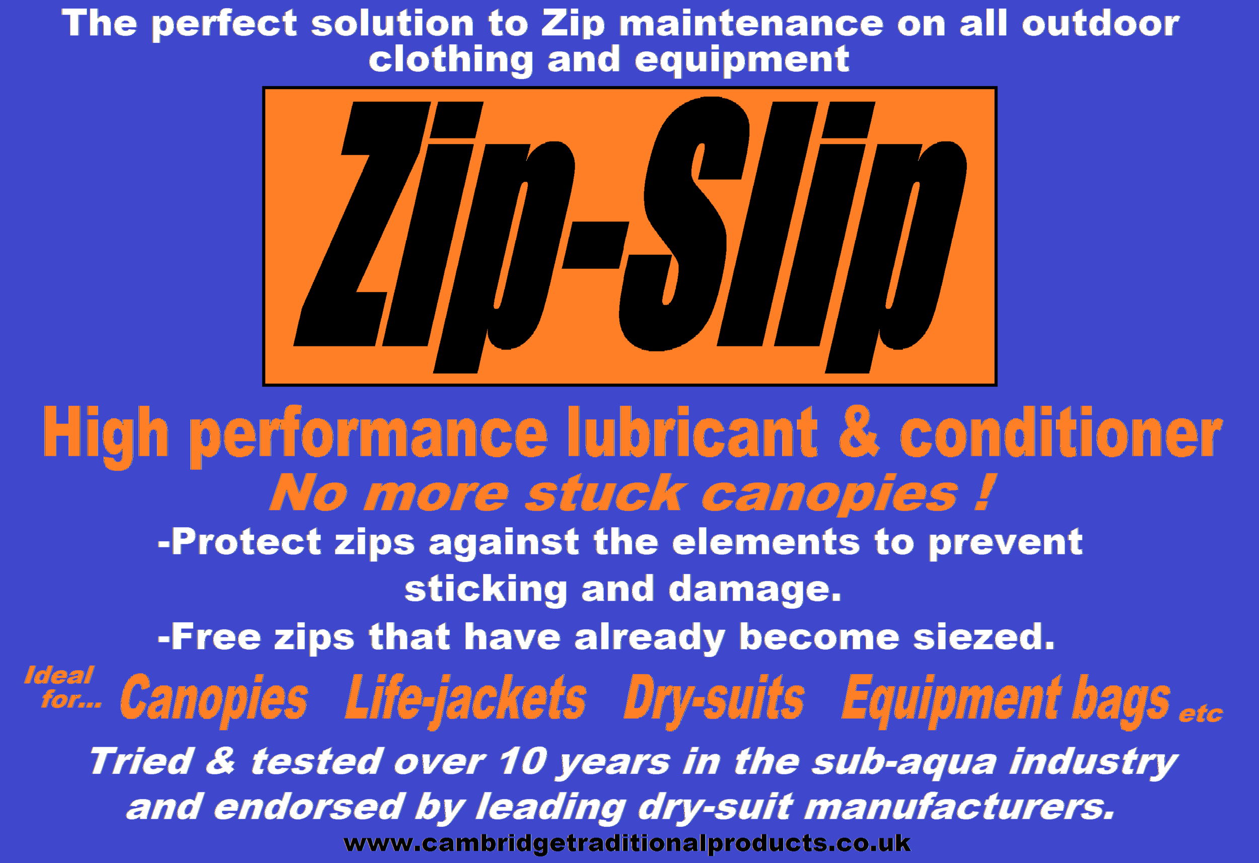Zip-Slip - zip lubricant and zip repair for outdoor clothing and equipment