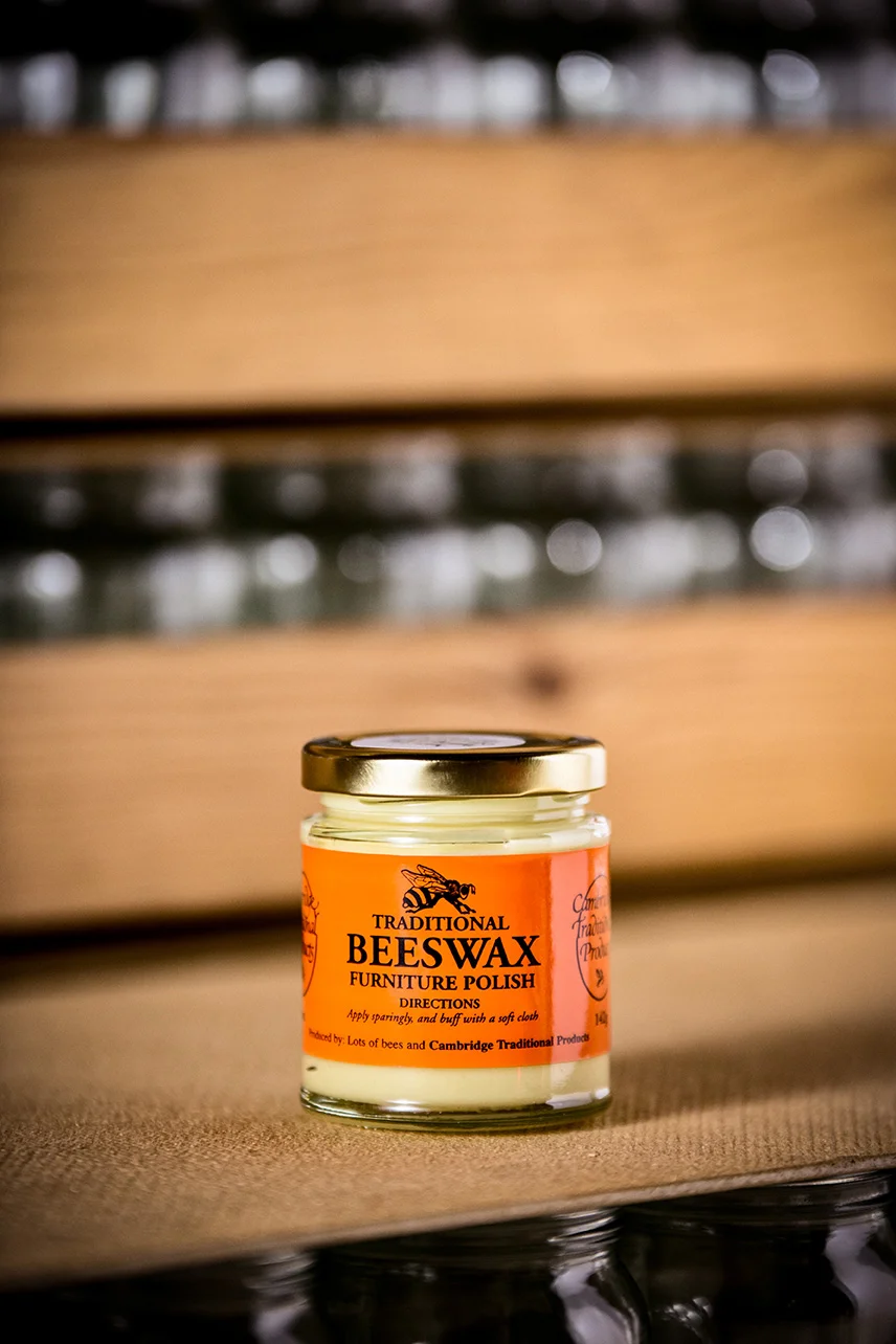 Jar of traditional handmade neutral beeswax furniture polish - Cambridge Traditional Products