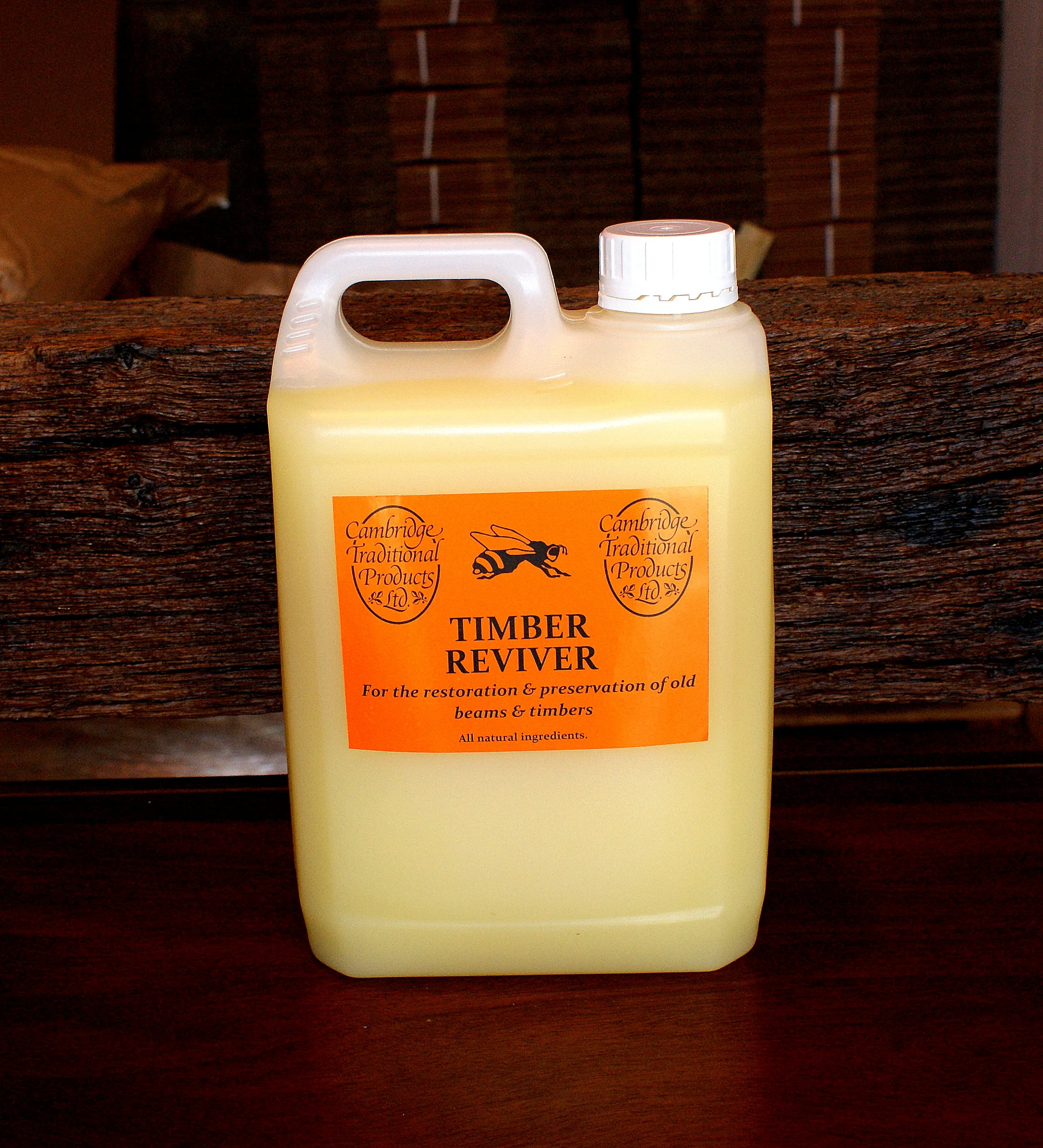 Large bottle of traditional handmade Timber Reviver for wood restoration - Cambridge Traditional Products