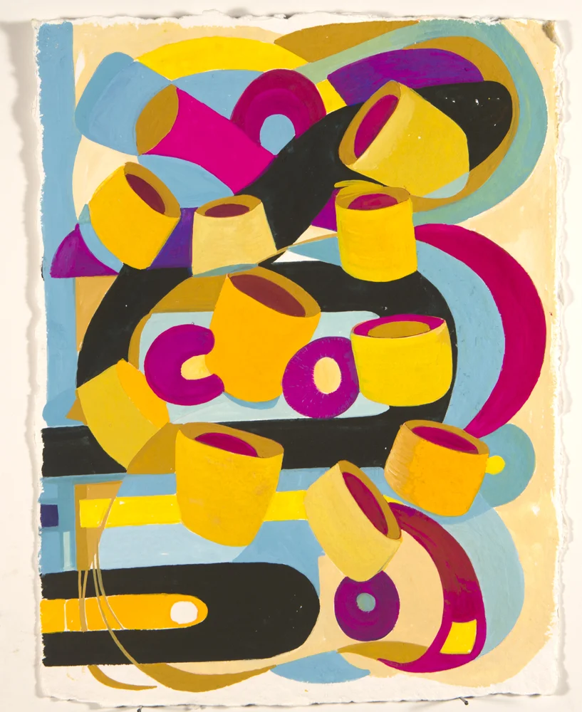 Pour (2017) Gouache on Hand Milled French Paper/ 9 x 13 inches (image). Framed 16 x 20"
