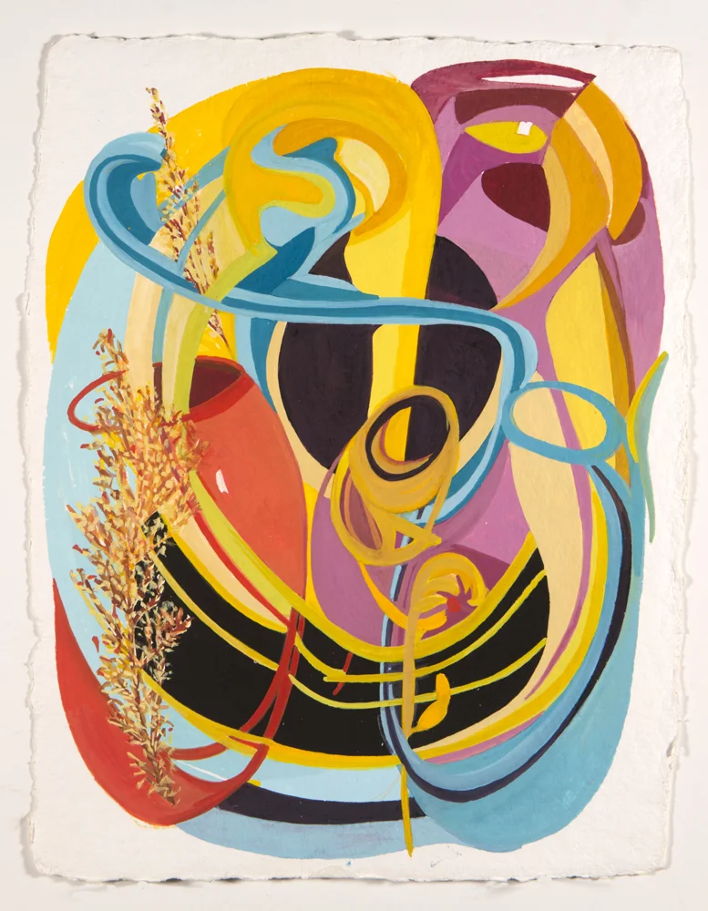 Vessels (2017) Gouache on Hand Milled French Paper/ 9 x 13 inches (image). Framed 16 x 20"