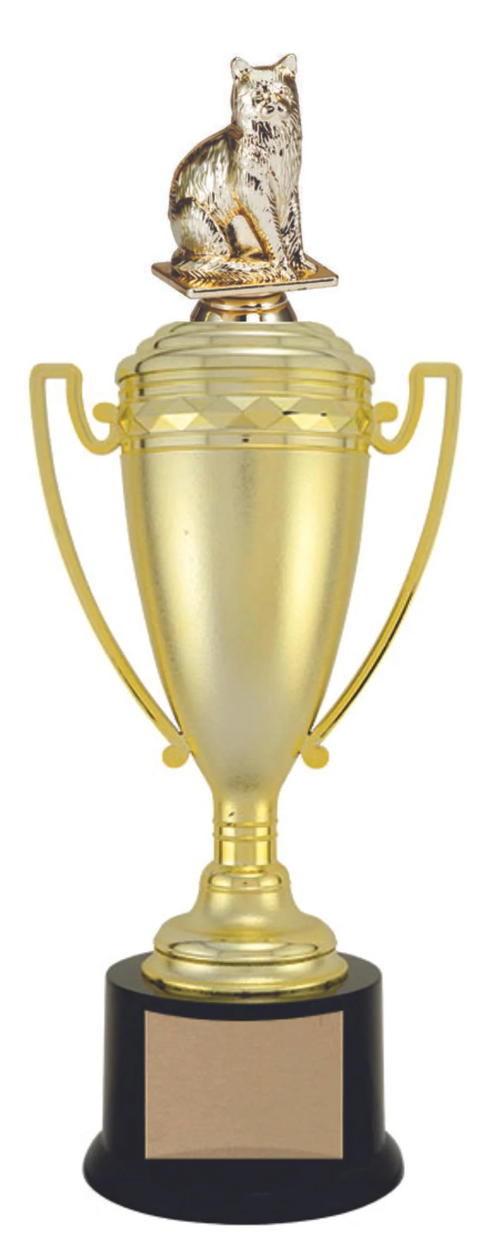 Gold Plastic Cup Cat Trophy- 5 Sizes (Includes Engraving)
