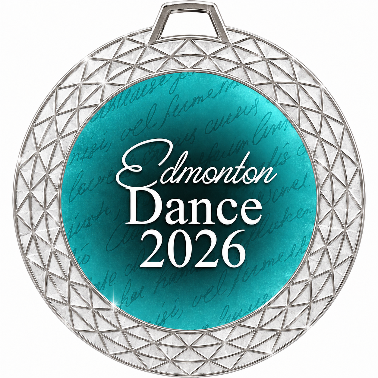 Dance  2 3/4" White Bling 2" Insert Holder Medal (Includes Ribbon)
