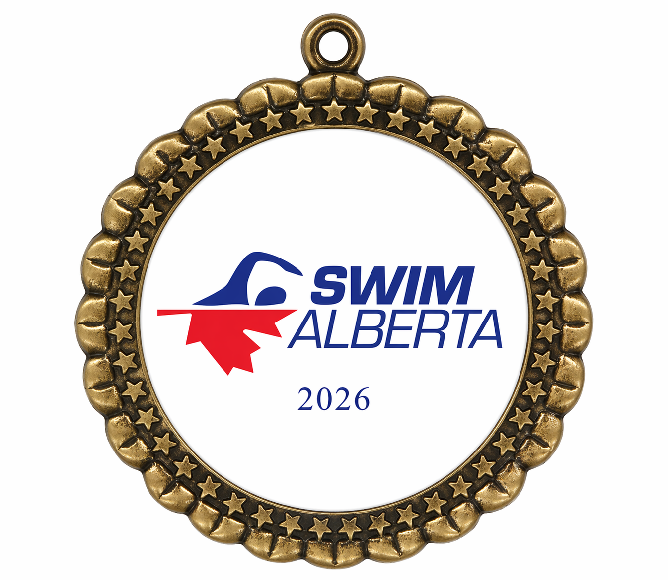 2.375" Crimped Star Swimming Medal (Includes Ribbon)