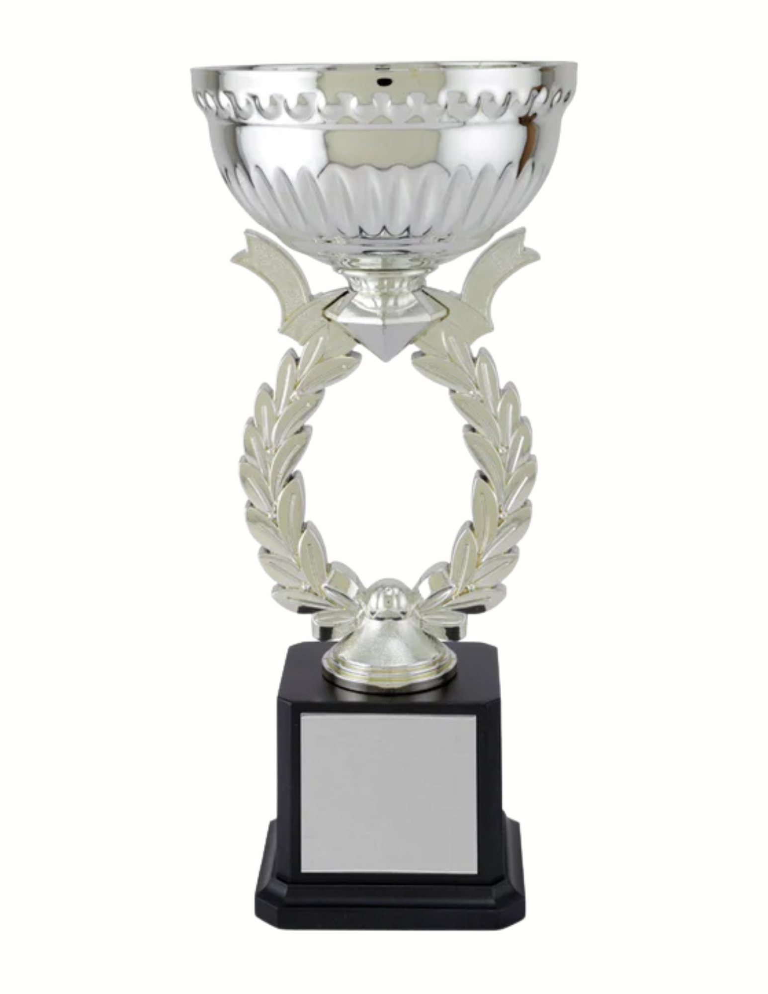 Silver Wreath Plastic Cup- 3 Sizes (Includes Engraving)