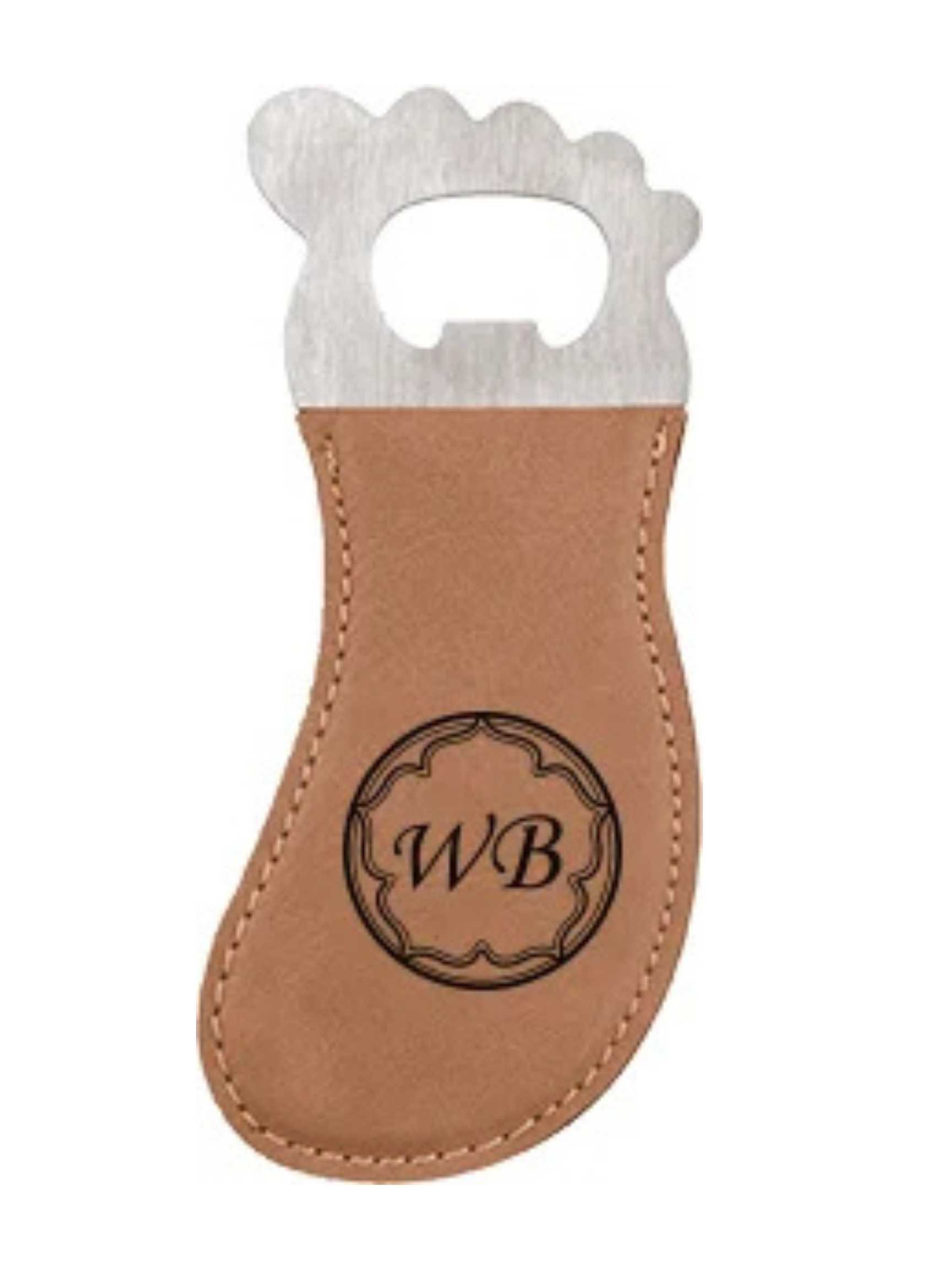 Leatherette Foot Shaped Bottle Opener with Magnet 2.125" x 4.75"- 9 Colors (Includes Engraving)