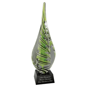 17.5" Green/White/Black Spire Art Glass Award (Includes Engraving)