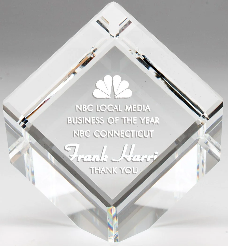 Crystal Cube Paperweight- 2 Sizes (Includes Engraving)