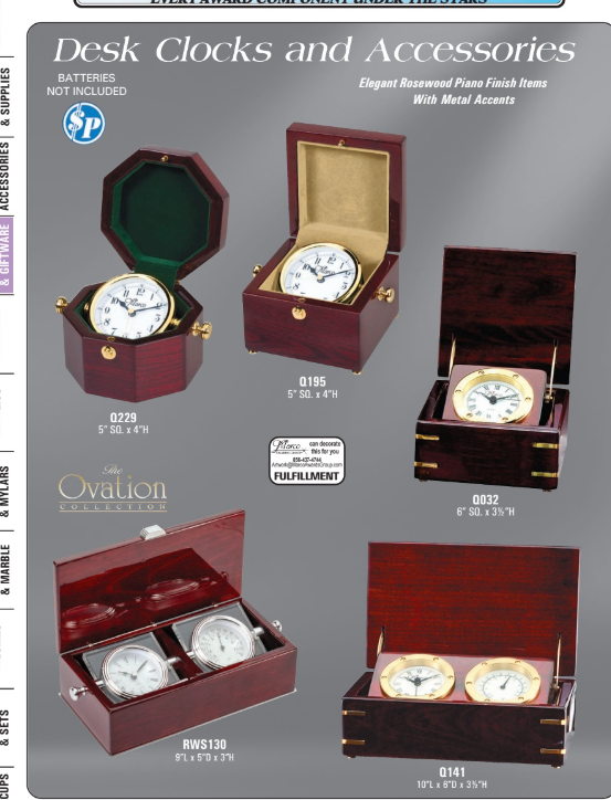 Rosewood Boxed Clock and Thermometer 9"x3" (Includes Engraving)