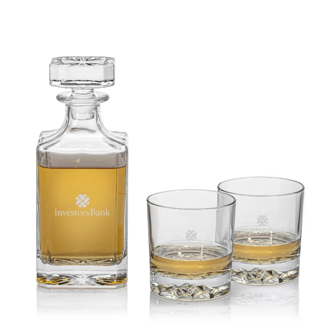 Cassidy Decanter Set- 24 oz Decanter, 11.5 oz Glasses (Includes Engraving)