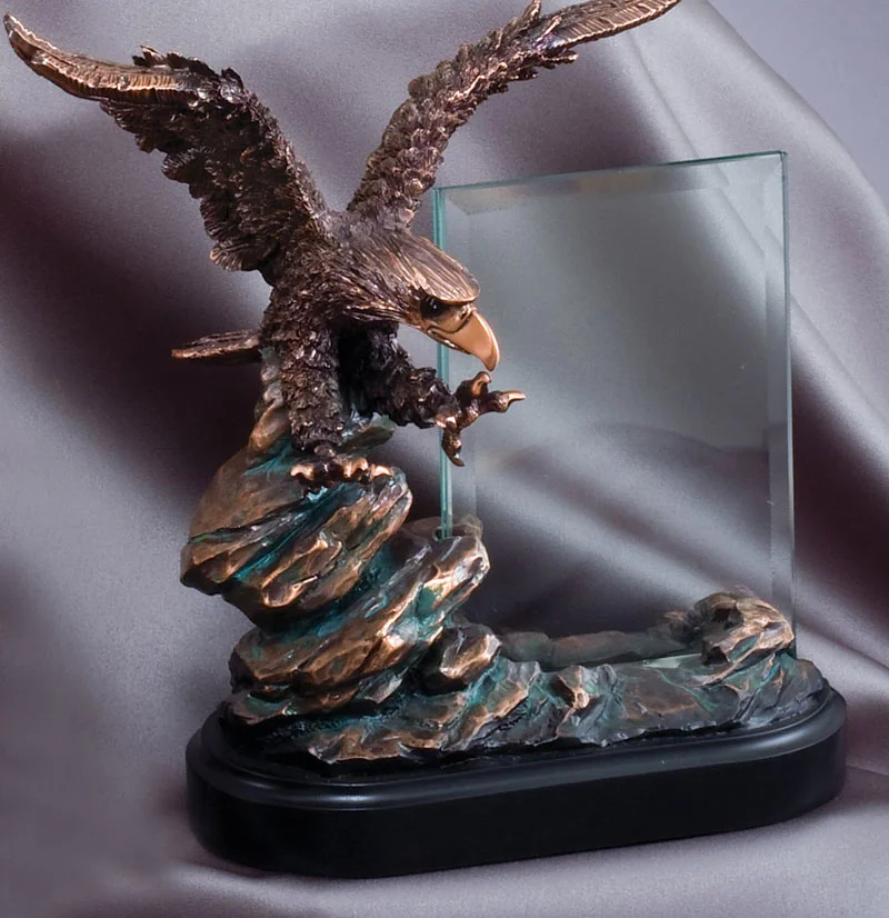 Eagle Sculpture Award Glass Insert Bronze 9.5" (Includes Engraving)