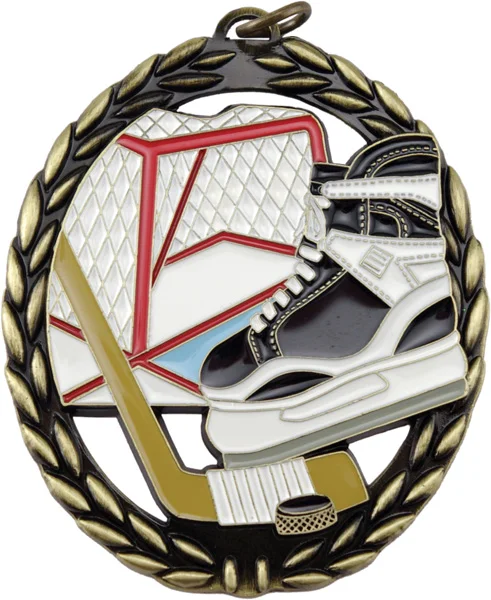 Negative Space Hockey Medal  2.375"x 2.75" (Includes Ribbon)