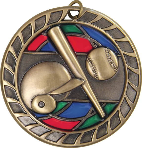 Baseball Stained Glass Medal 2.5" (Includes Ribbon)