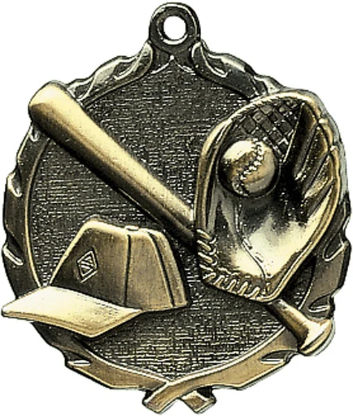 Baseball Sculptured Medal 1.75" and 2.5" (Includes Ribbon)