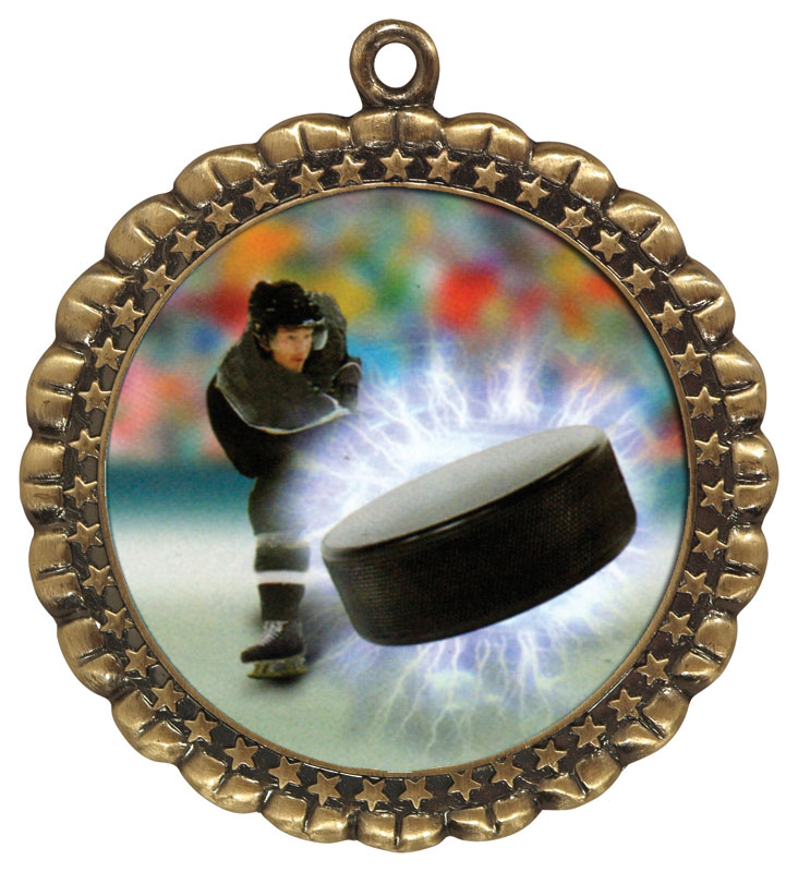 2.375" Crimped Star Medal Custom Insert with ribbon — Trophy Gallery