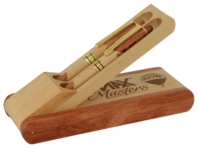 Double Rosewood & Maple Pen & Pencil Box Set (Includes Engraving & Pen & Pencil)