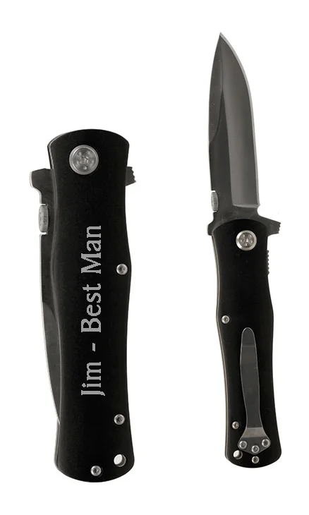 4.5" Black Handle Knife (Includes Engraving)