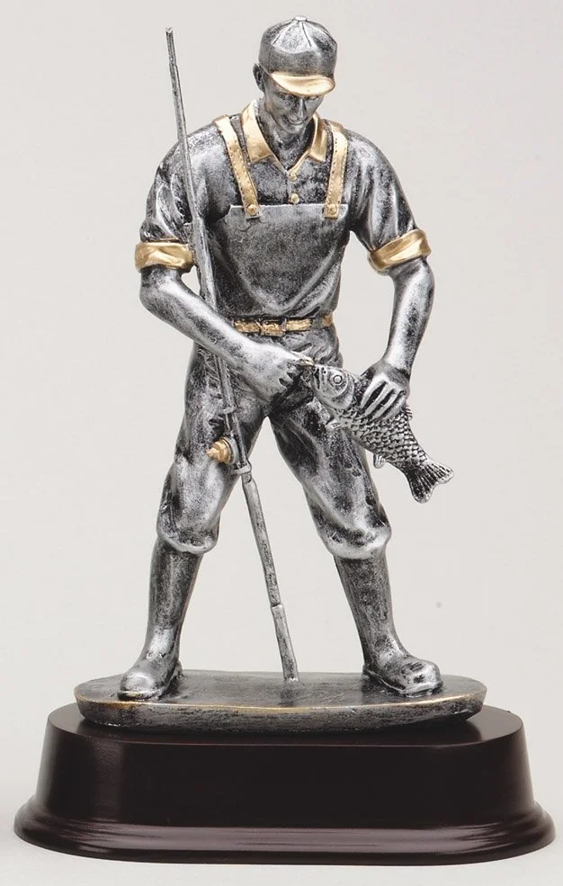 Fisherman Trophy Silver 9" Resin (Includes Engraving)