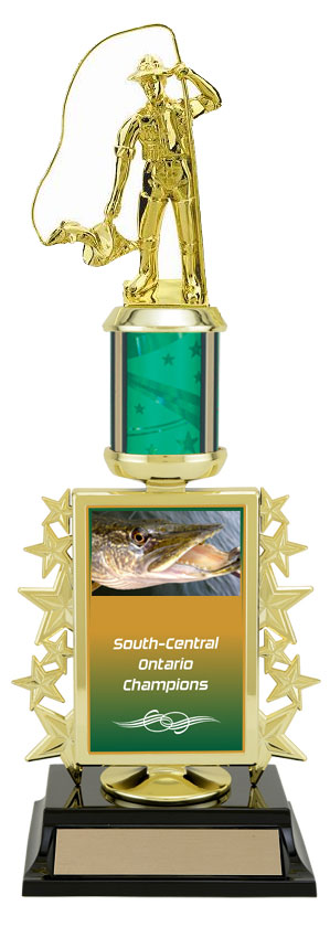 Superstar Green Fishing Trophy 13" (Includes Engraving)