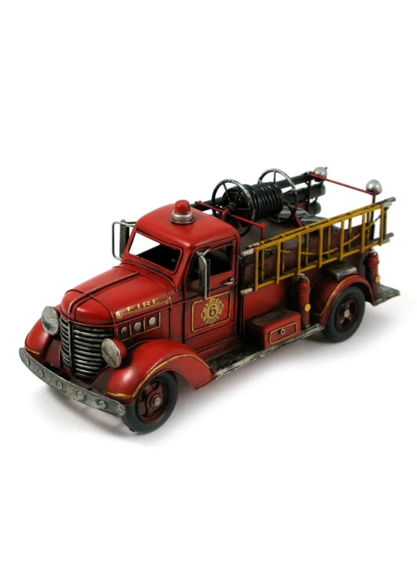 Classic Red Metal Fire Engine 11" wide x 4.75" tall