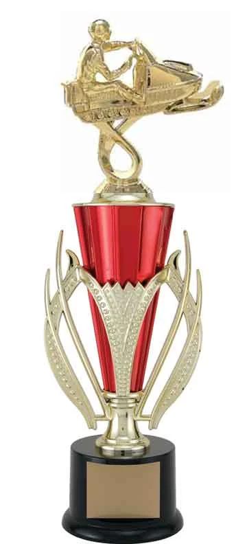 Red Snowmobile Trophy Gold- 2 Sizes (Includes Engraving)