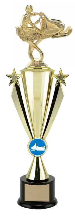 Snowmobile Star Ribbon Figure Plastic Cup- 4 Sizes (Includes Engraving)