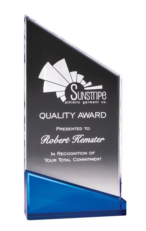 Acrylic Blue Peak Award- 2 Sizes (Engraving Included)