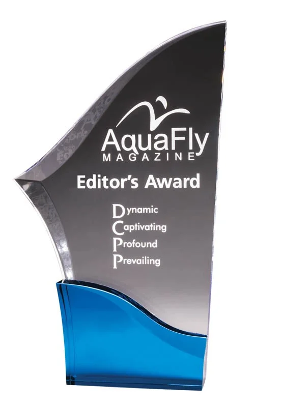 Acrylic Blue Sabre Award- 2 Sizes (Engraving Included)