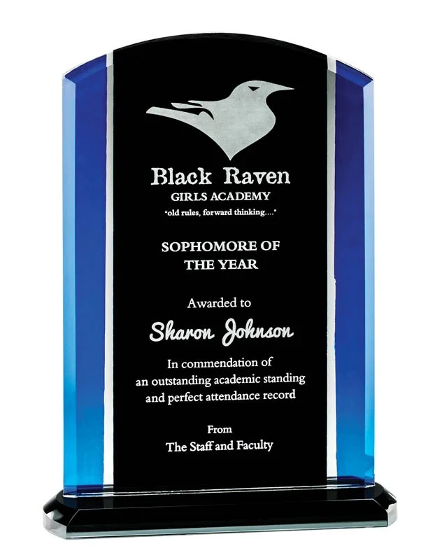 Glass Prestige Screen Black/Blue 3 Sizes (Includes Engraving)