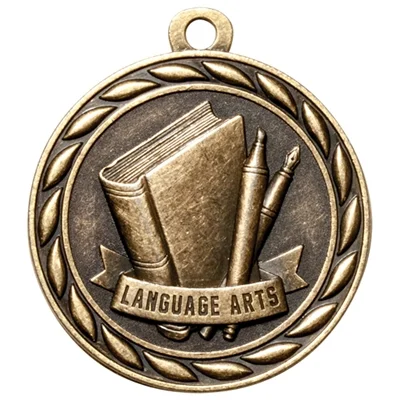 Classic Language Arts Medal 2" (Gold Only) (Includes Ribbon)