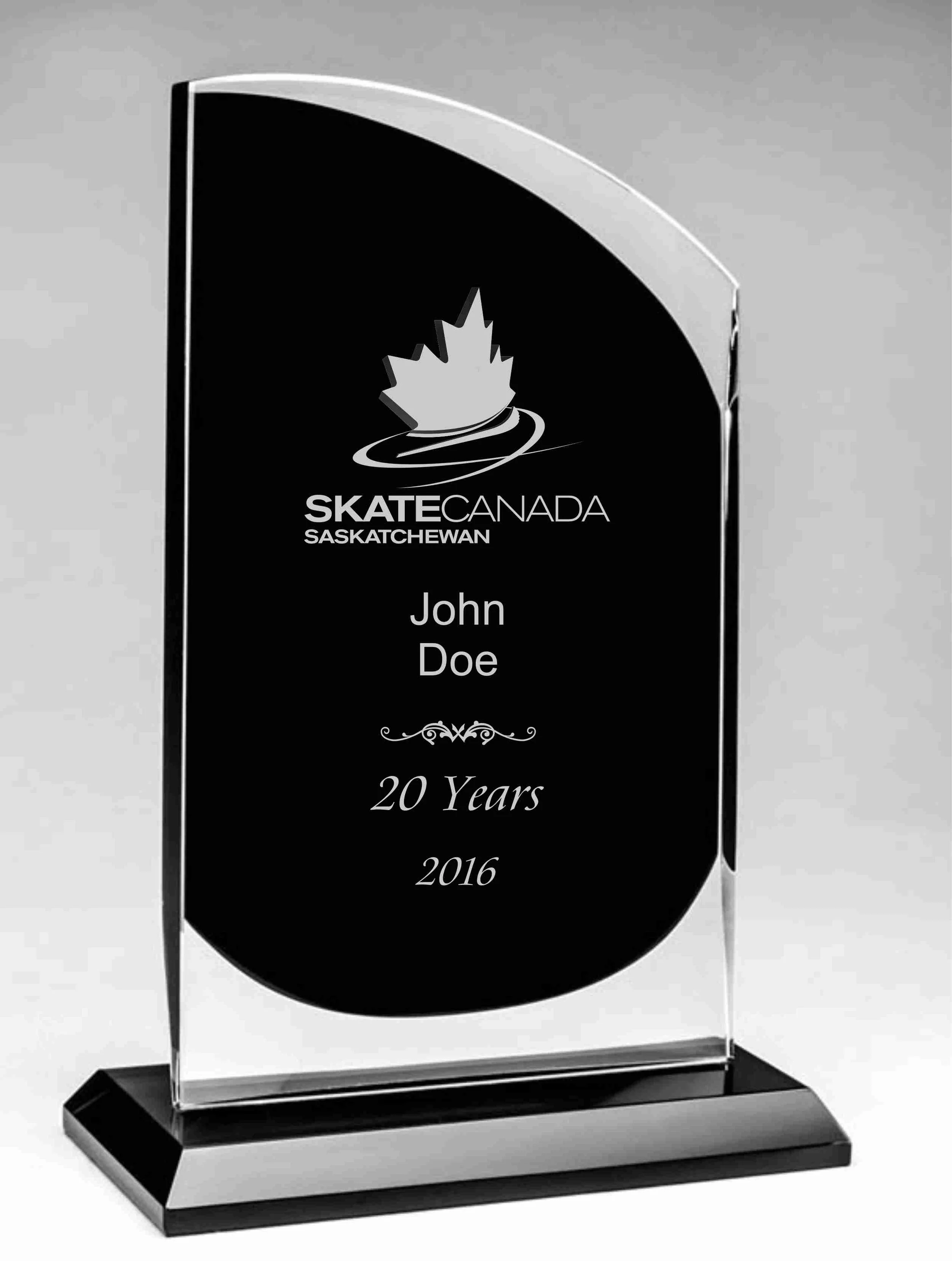 Onyx Series Clear/Black Glass, Screen- 2 Sizes (Includes Engraving)