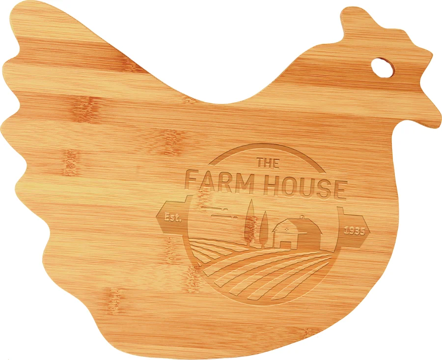 13.5" x 10.875" Bamboo Hen Shape Cutting Board (Includes Engraving)