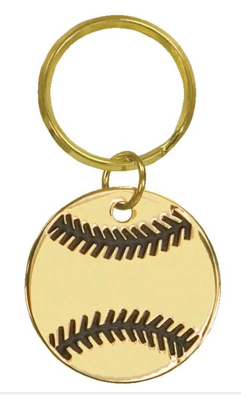 1.5" Gold Baseball/Softball Brass Keychain (Includes Engraving)