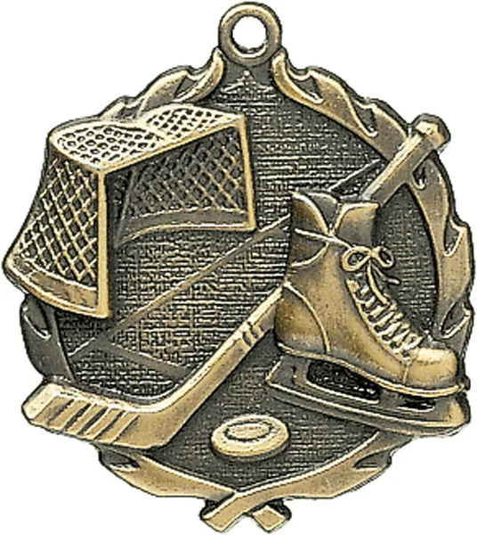 Vintage Look Hockey Medal 2.5" and 1.75"  (Includes Ribbon)