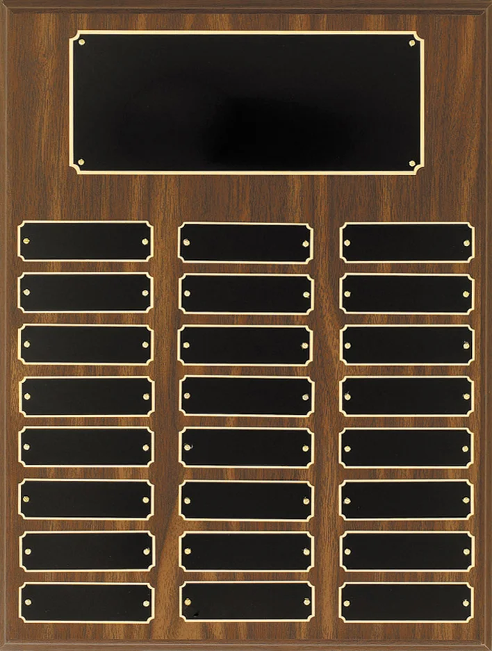 Barhill Walnut Finish Perpetual Plaque 12" x 16" (Includes Header- 2 Custom Options)