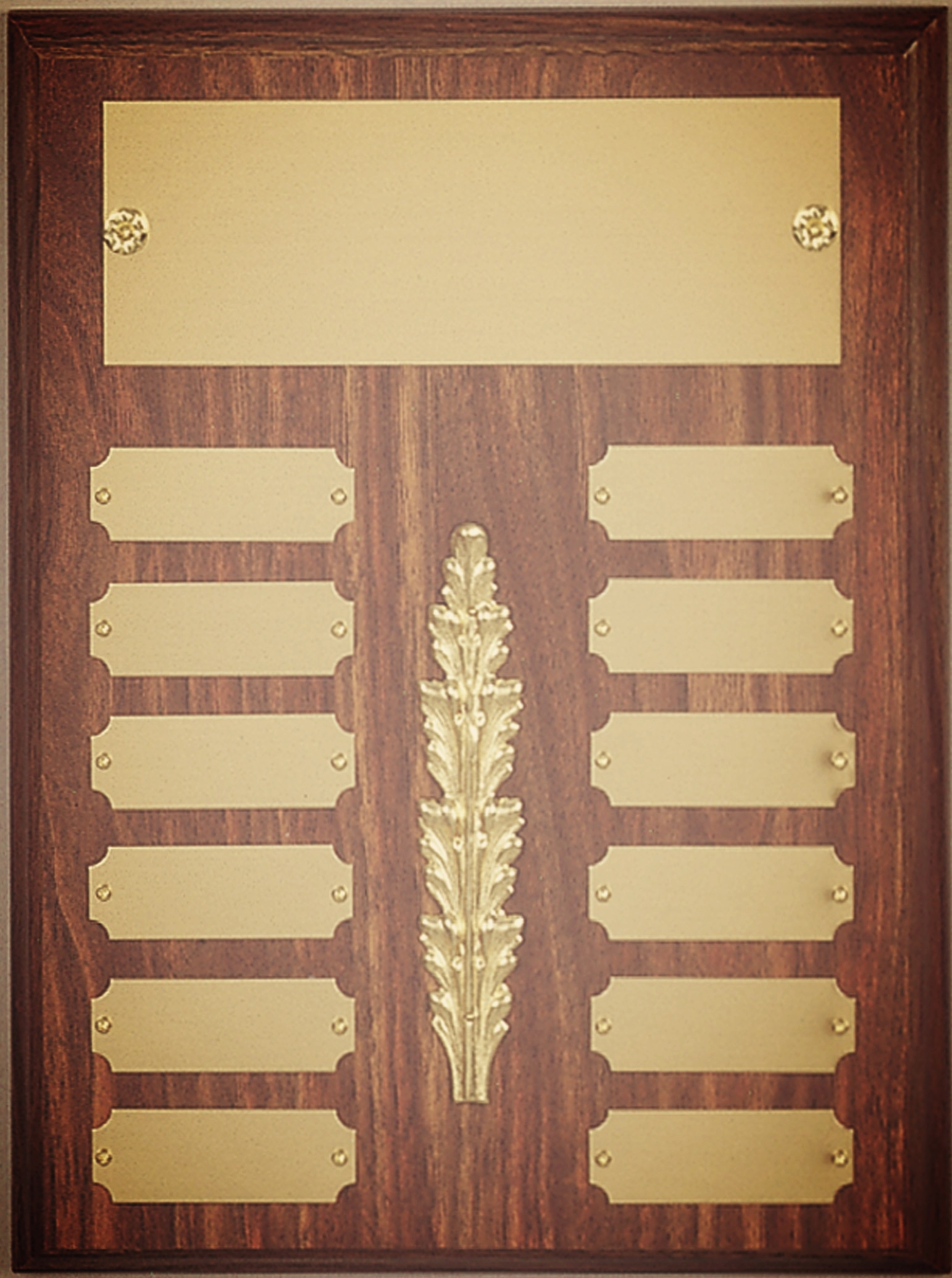 Perpetual Walnut Finish Plaque 9x12" 12 Satin Plates (Includes Header Engraving)