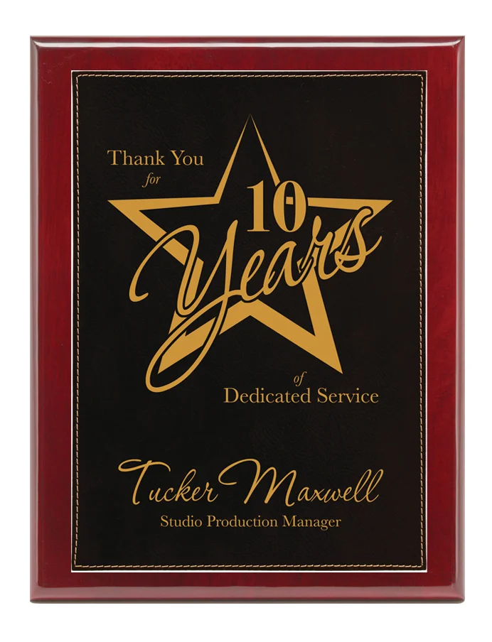 Black Gold Leatherette Plaque on Cherry- 4 Sizes (2 Custom Options)