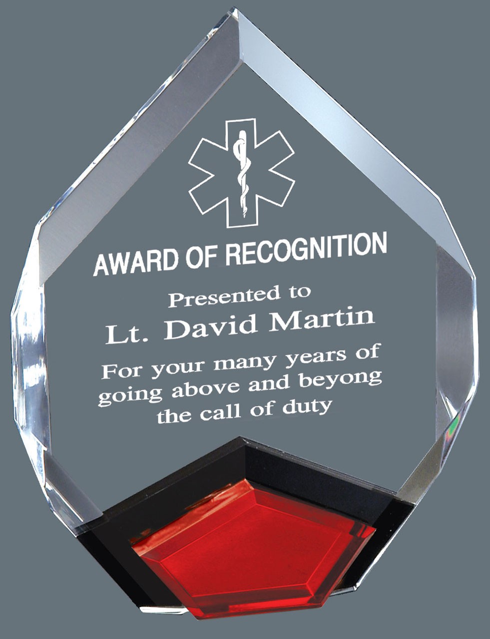 Red Marquis Acrylic Award- 2 Sizes (Engraving Included)