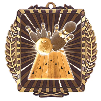 Lynx 10 Pin Bowling 3.5" x 3.5" Medal (Includes Ribbon)