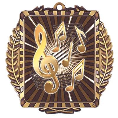 Lynx Music Medal 3.5" x 3.5" (Includes Ribbon)