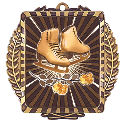 Lynx Figure Skating Medal 3.5" x 3.5" (Includes Ribbon)