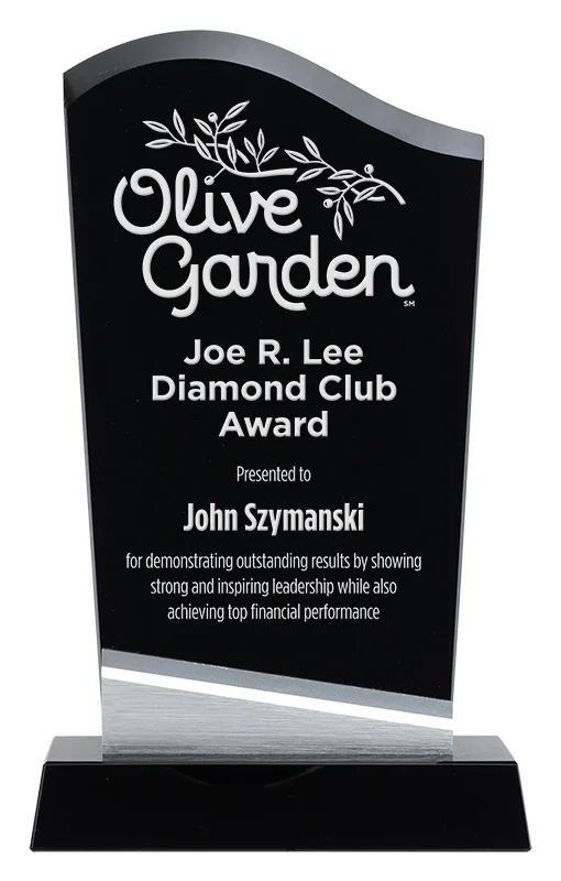 Denial Black Glass/Crystal Base Award- 3 Sizes (Includes Engraving)