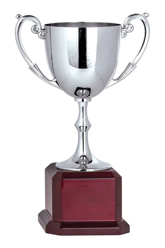 Silver Nickel Plated Cup - Rosewood Base 3 Sizes (Includes Engraving)