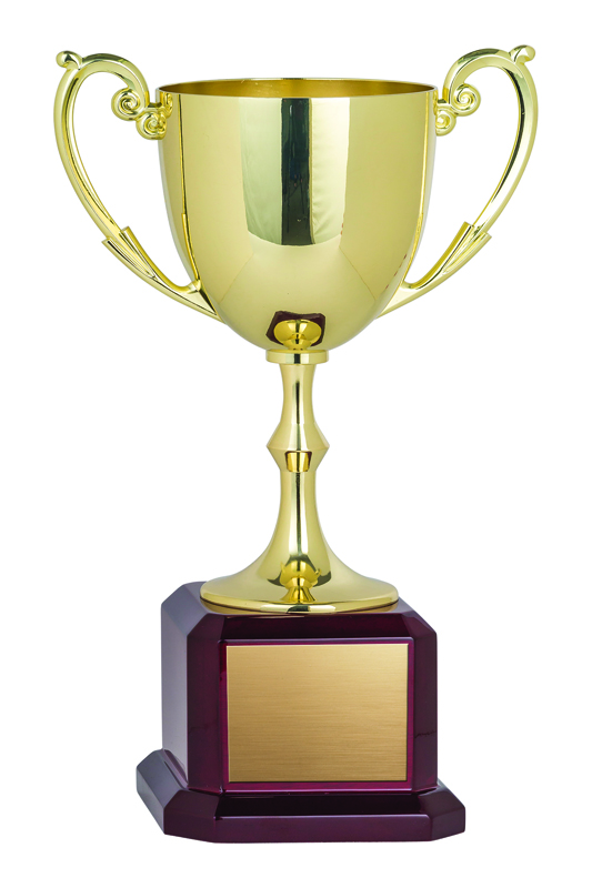 Gold Nickel Plated Cup Rosewood Base- 3 Sizes (Includes Engraving)