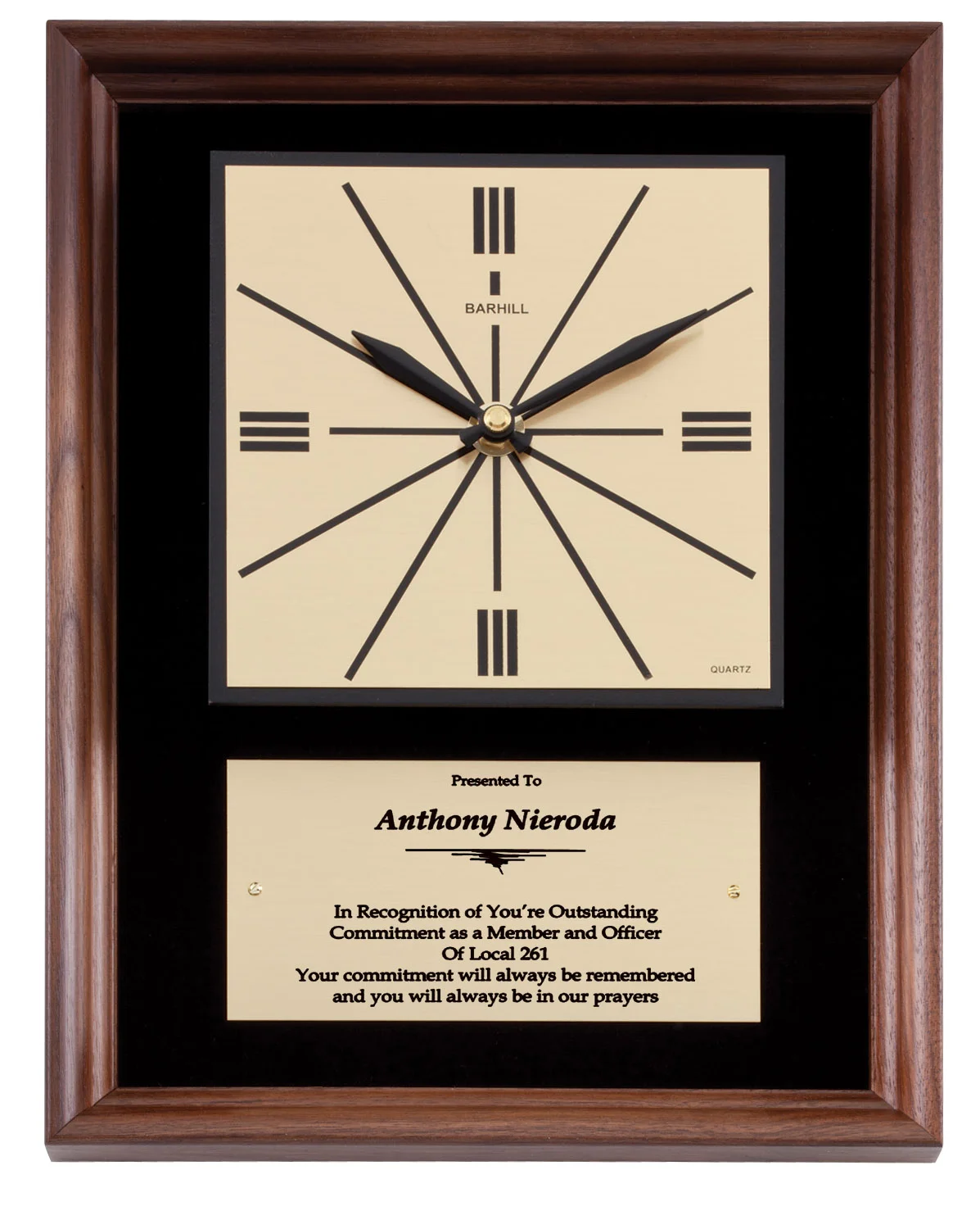 Genuine Walnut Frame Clock 10"x 13" (Includes Engraving)
