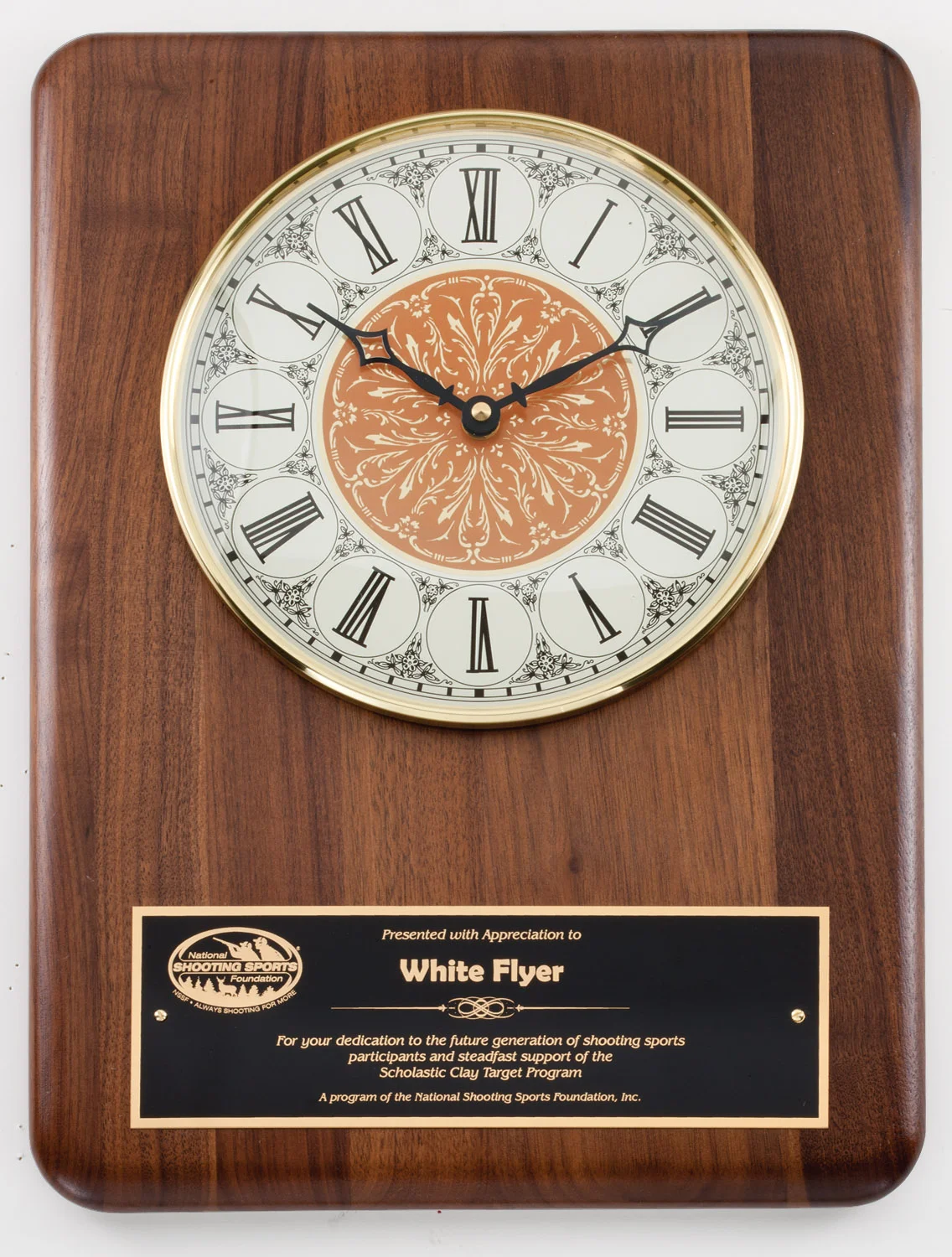 Vintage Plaque Clock 11"x15" Genuine Walnut Plaque (Includes Engraving)