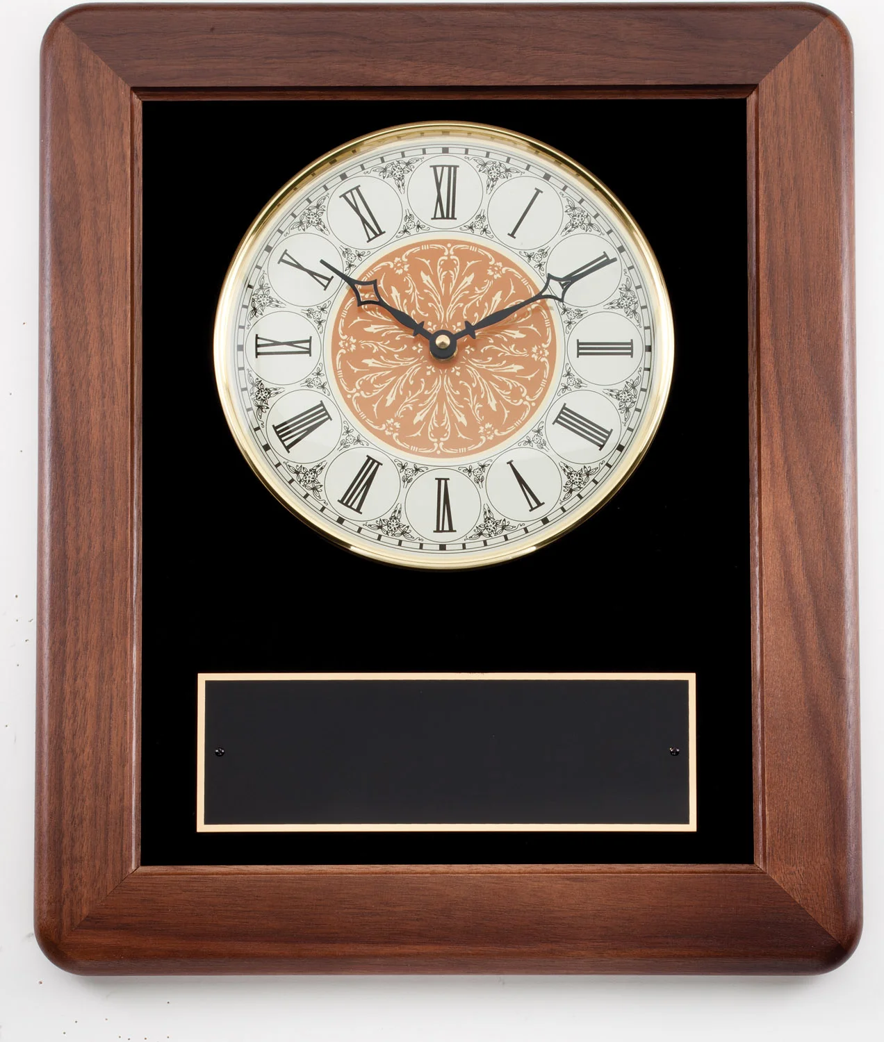 Vintage Frame Clock/Black Velour 11"x15" Genuine Walnut (Includes Engraving)