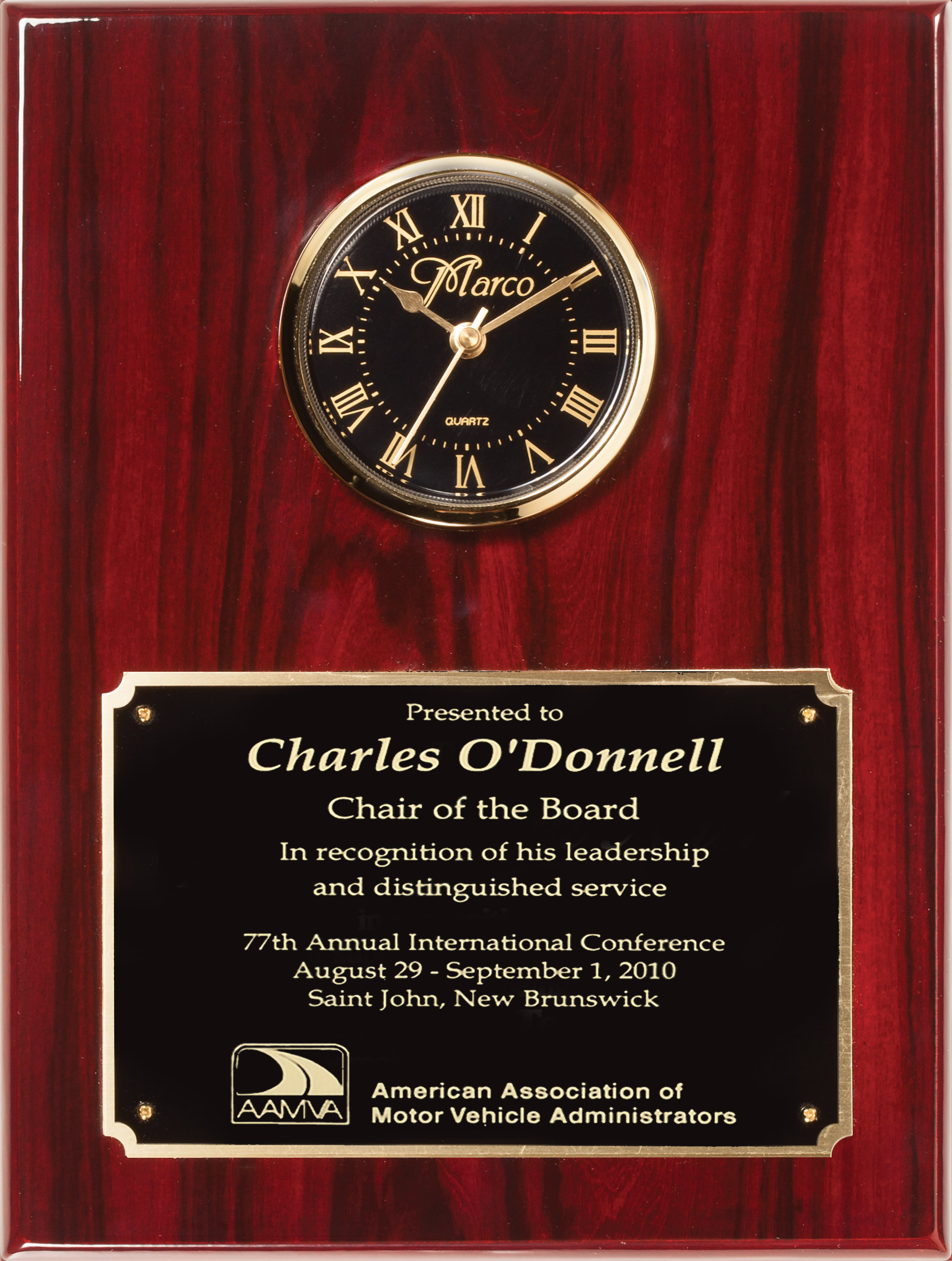 Genuine Piano Finish Plaque Black/Gold Clock 9" x 12" (Includes Engraving)