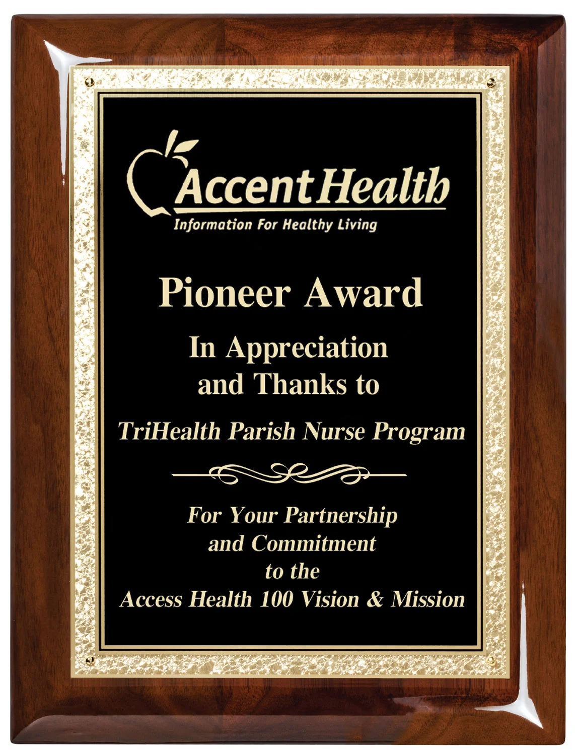 Walnut Finish Plaque/Heavy Laquer Black Brass Plate- 2 Sizes (2 Custom Options)